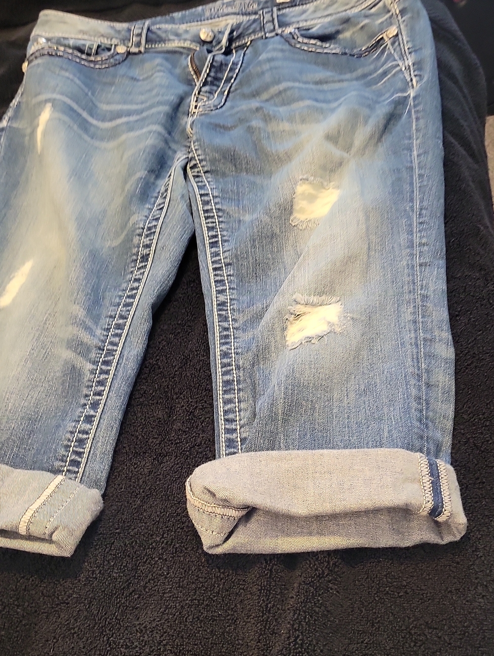 Miss Me Light Blue Distressed Cuffed Jeans
